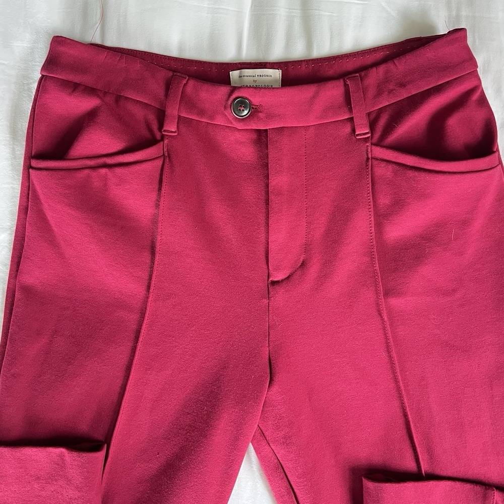 Anthropologie The Essential Flare Stretch Trousers Pants Raspberry Pink Size 12 - Picture 5 of 6
